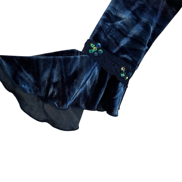 My Michelle Y2K Velvet Maxi Dress Bell Sleeve Goth Fairy Navy Blue-Girls Size 14 - Picture 3 of 7